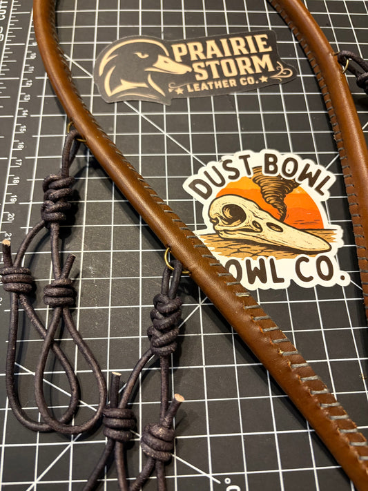 Leather full rope lanyard - Brown & Gray