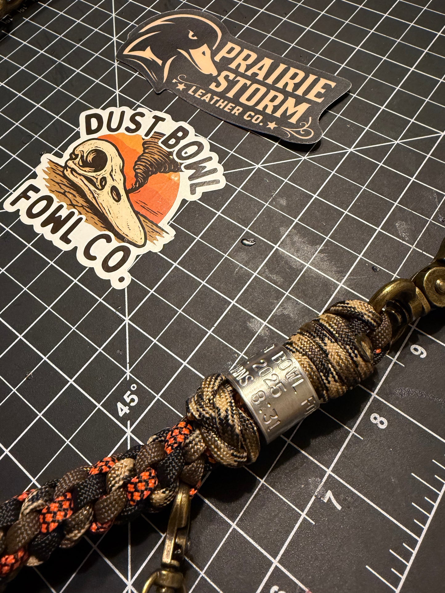 Hybrid Leather x Half Round Lanyard - Brown & Orange