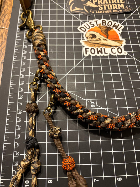 Hybrid Leather x Half Round Lanyard - Brown & Orange