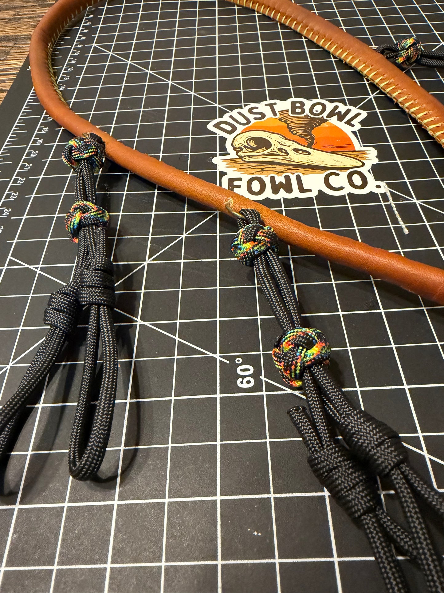 Leather x paracord hybrid lanyard - Brown x Western