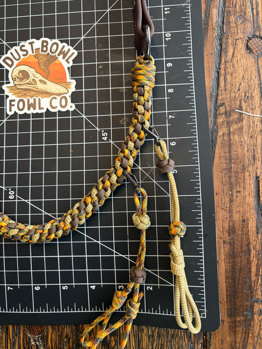 Hybrid Biothane x Half Round Lanyard - Brown & Yellow