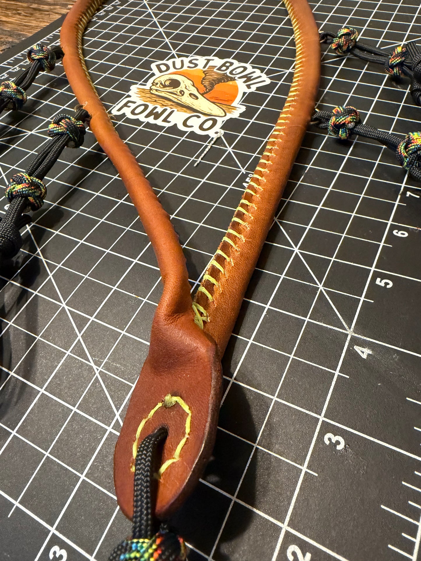 Leather x paracord hybrid lanyard - Brown x Western
