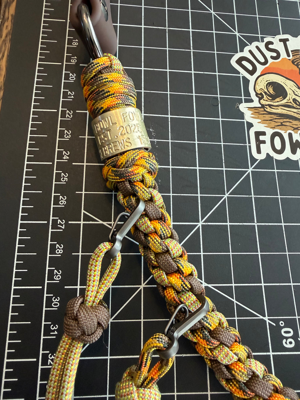 Hybrid Biothane x Half Round Lanyard - Brown & Yellow