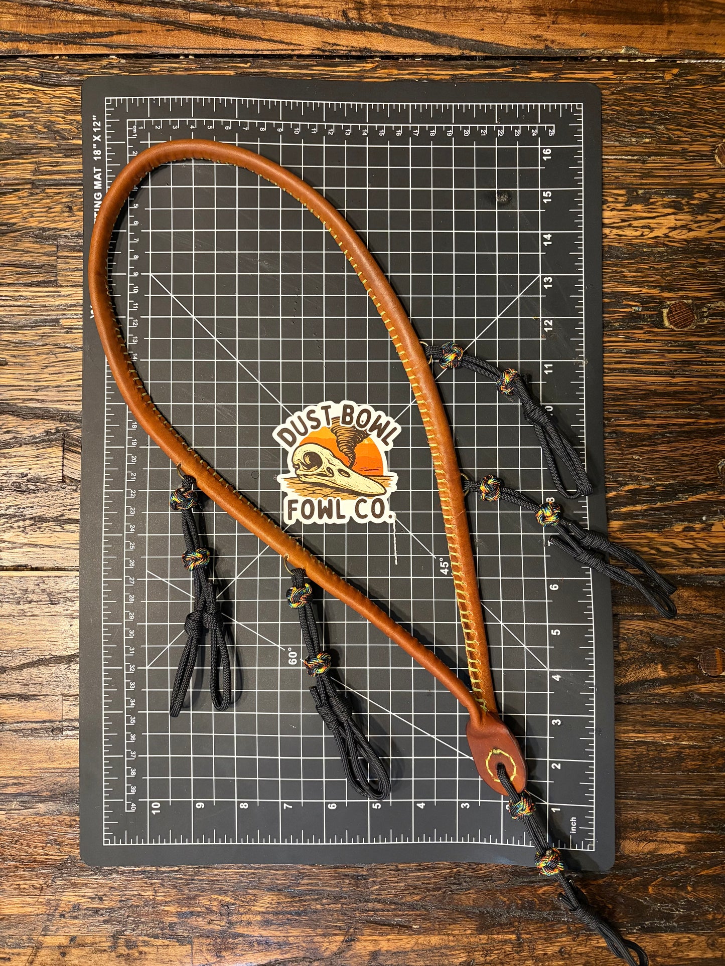 Leather x paracord hybrid lanyard - Brown x Western