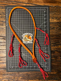 Leather x paracord hybrid lanyard - Saddle Tan & Red