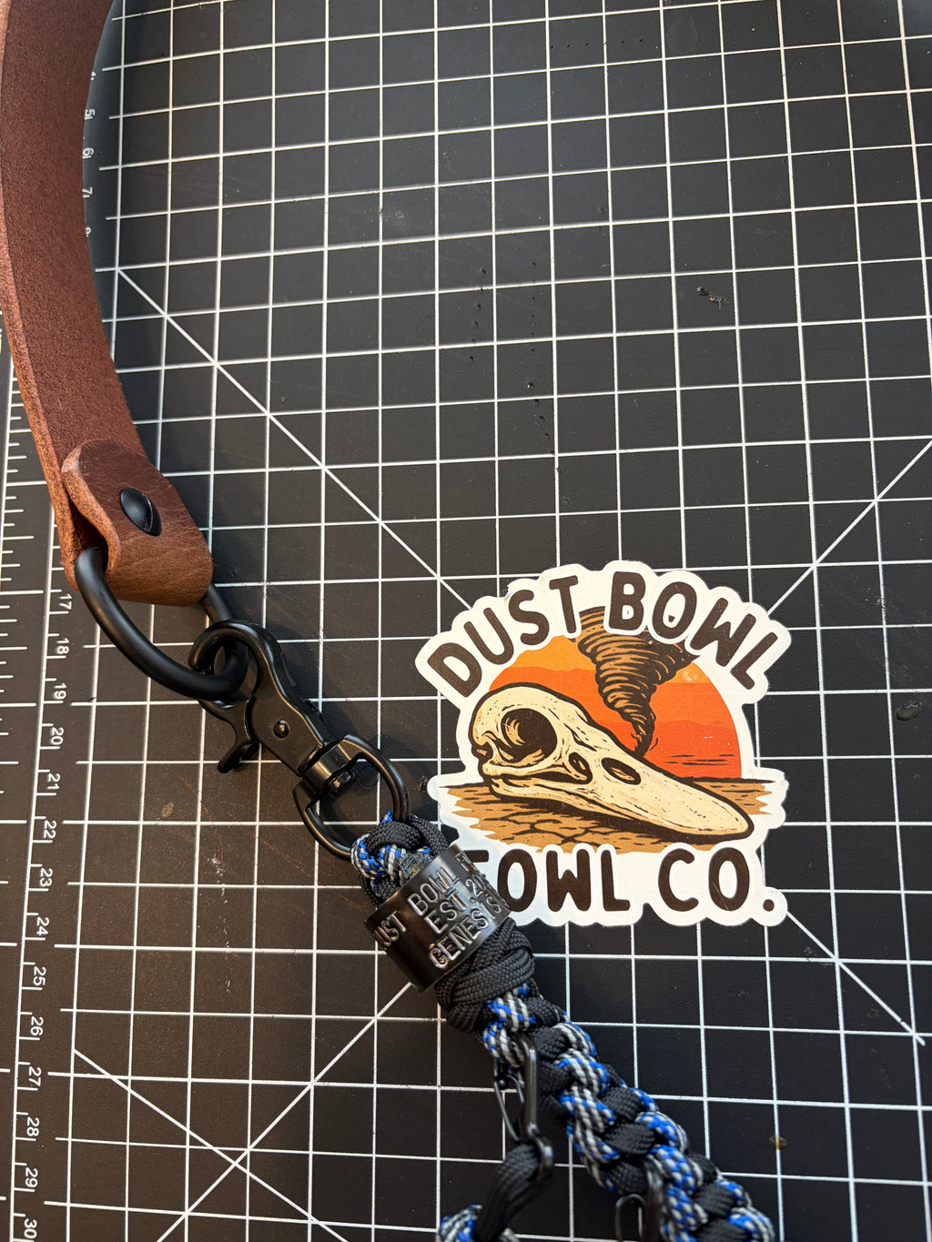 Hybrid Leather x Half Round Lanyard - Thin Blue Line
