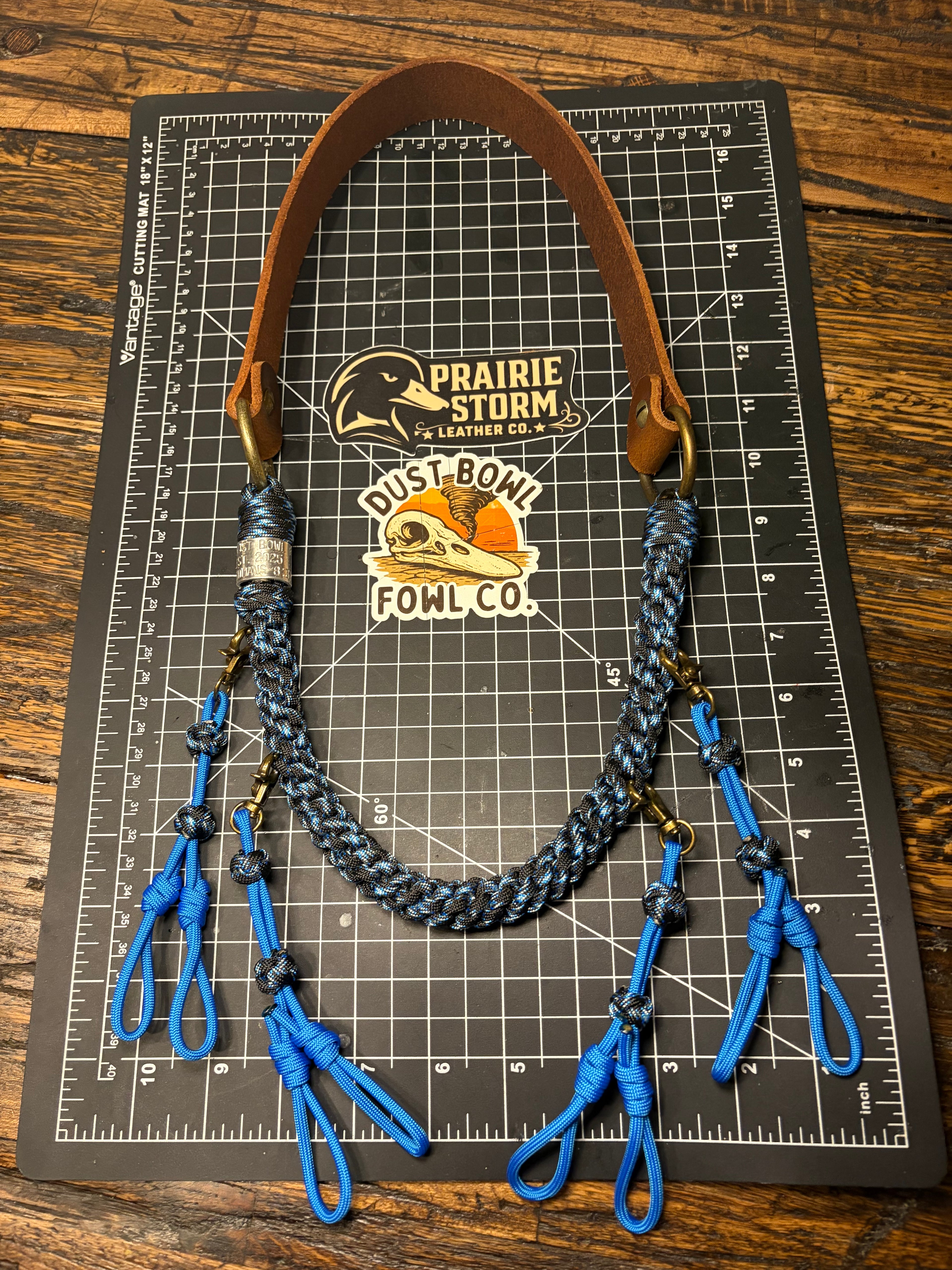 Leather x Half Round Lanyard -Blue Lightning