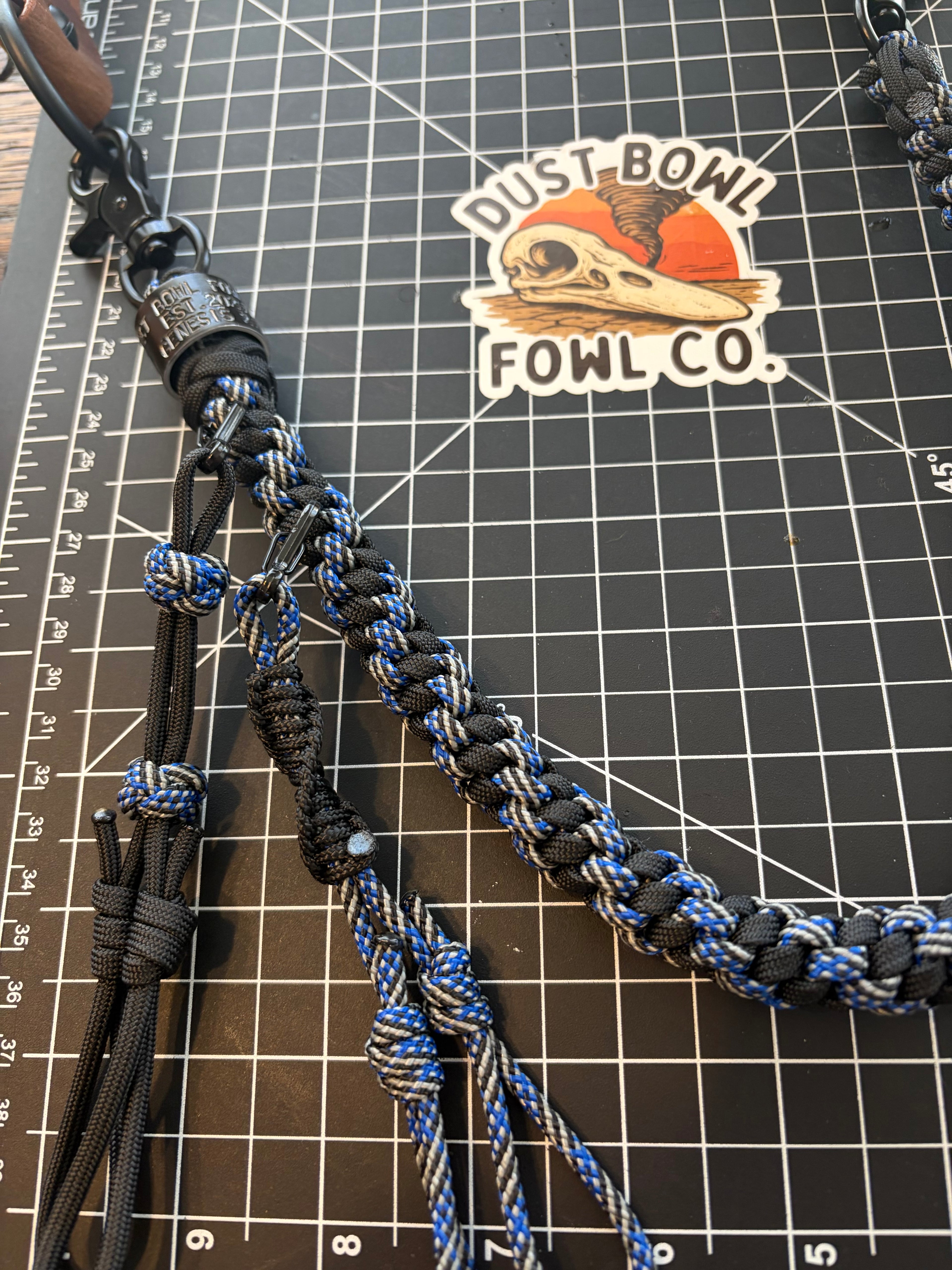 Hybrid Leather x Half Round Lanyard - Thin Blue Line