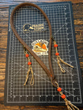 Leather x paracord hybrid lanyard -  Orange Rattler