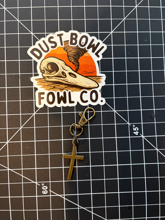 Bronze cross pendant with split ring and clip