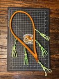 Leather x paracord hybrid lanyard - Tan x Lime