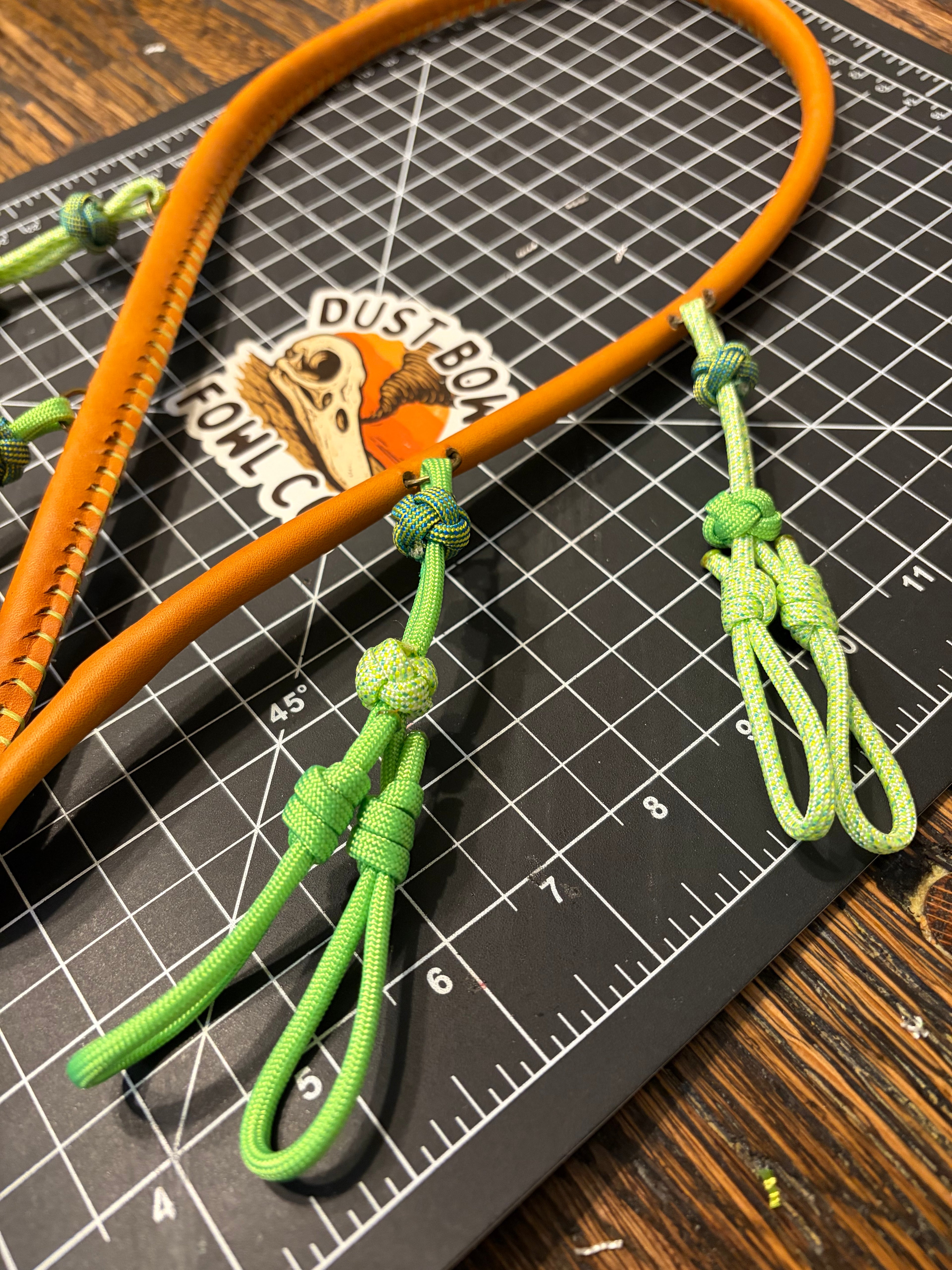 Leather x paracord hybrid lanyard - Tan x Lime