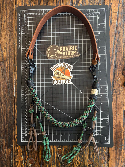 Hybrid Leather x Half Round Lanyard - Green & Brown