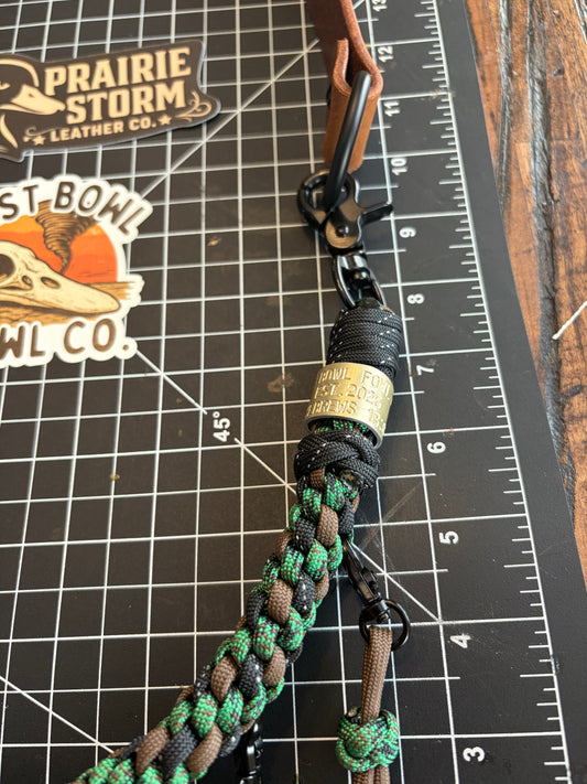 Hybrid Leather x Half Round Lanyard - Green & Brown