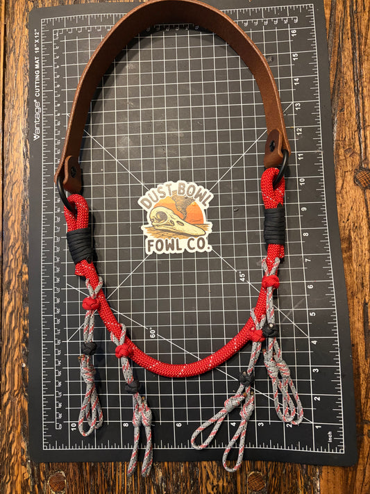 Hybrid Leather x 1/2” rope Lanyard - Red & grey