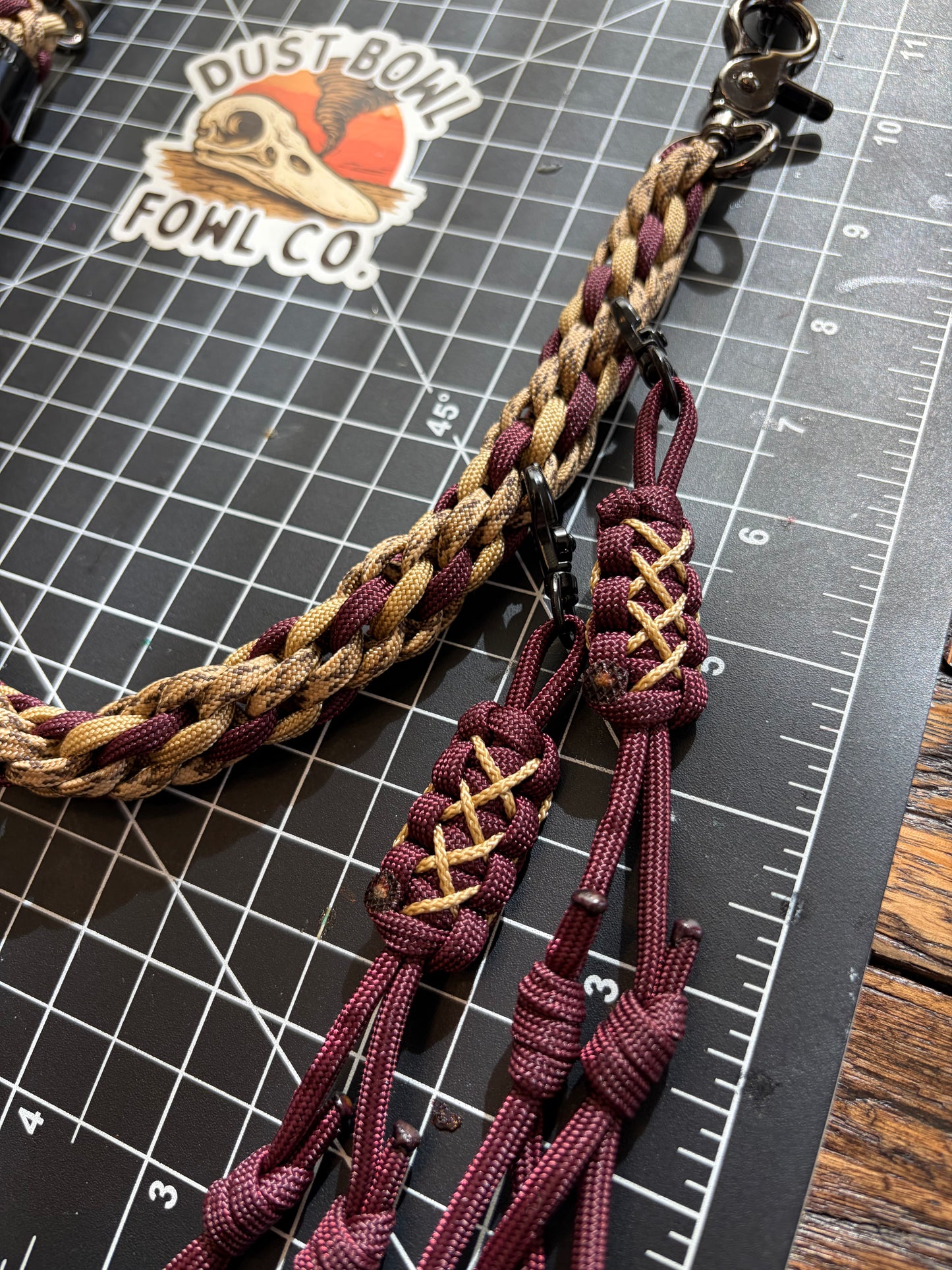 Hybrid Biothane x Half Round Lanyard - Maroon and Gold