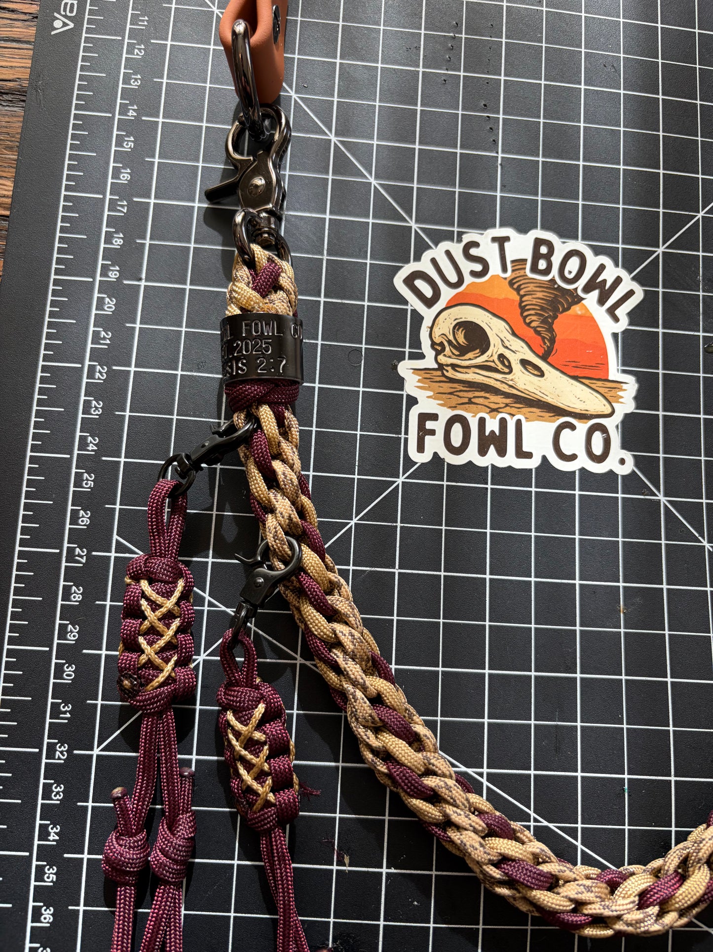 Hybrid Biothane x Half Round Lanyard - Maroon and Gold