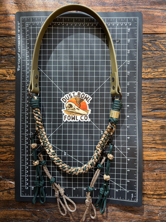 Hybrid Biothane x Half Round Lanyard - Tan Diamonds x Hunter Green