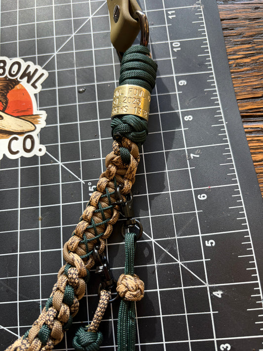 Hybrid Biothane x Half Round Lanyard - Tan Diamonds x Hunter Green