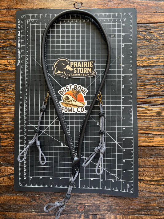 Leather x paracord hybrid lanyard - Black x Gray