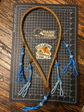 Leather x paracord hybrid lanyard - Brown x Blue