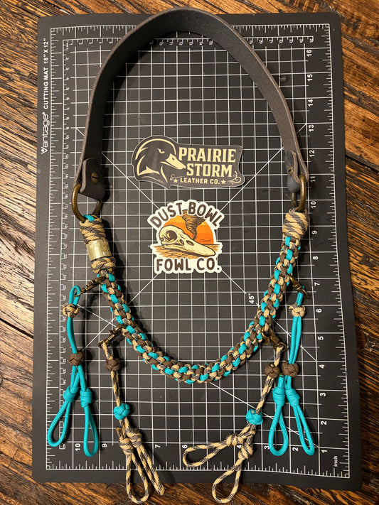 Leather x Half Round Lanyard - Teal x Brown