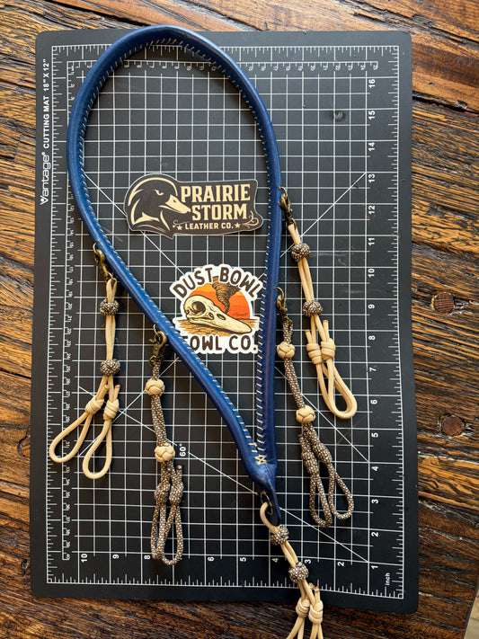 Leather x paracord hybrid lanyard - Blue x Tan