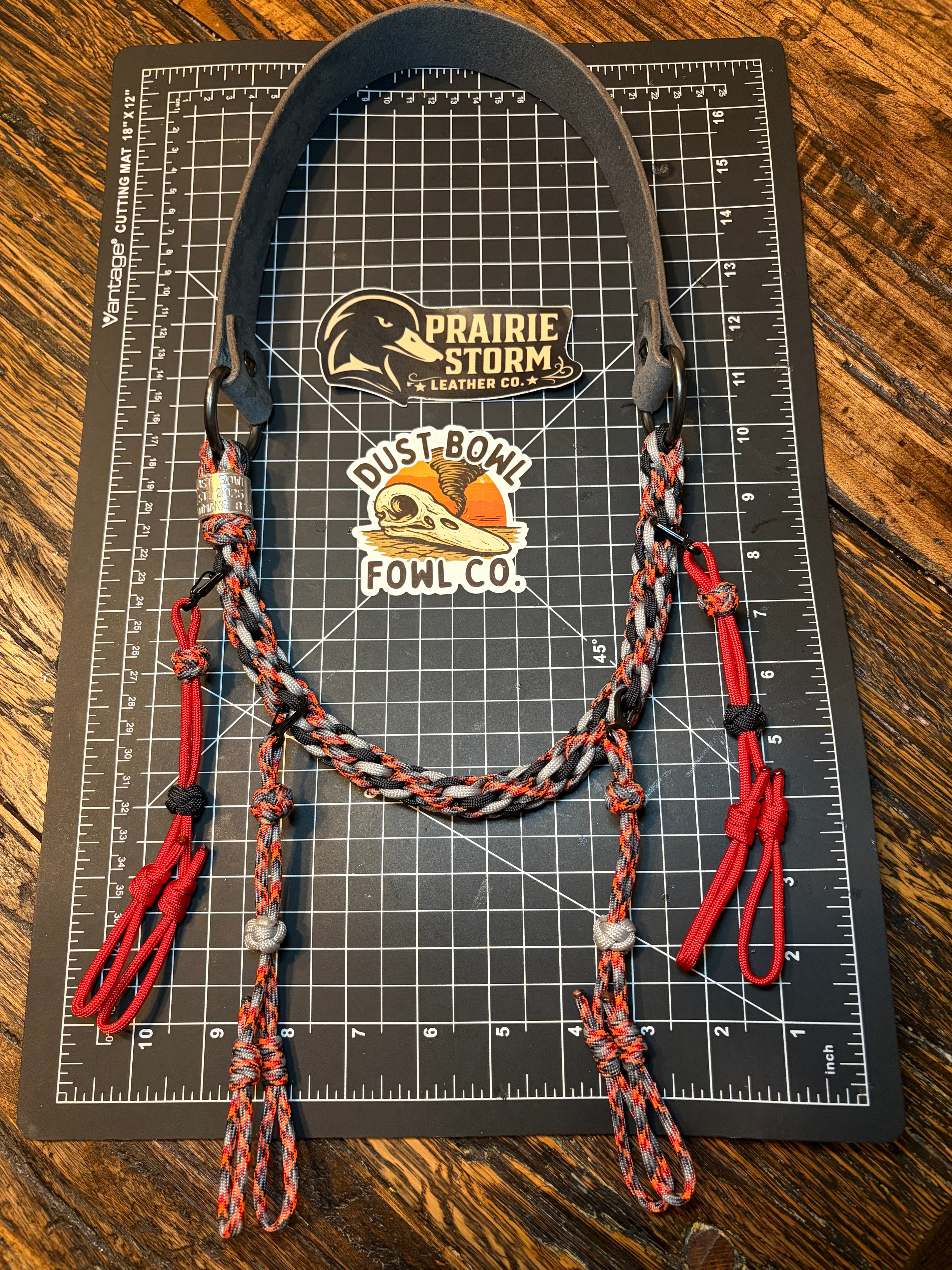 Leather x Half Round Lanyard - Redline