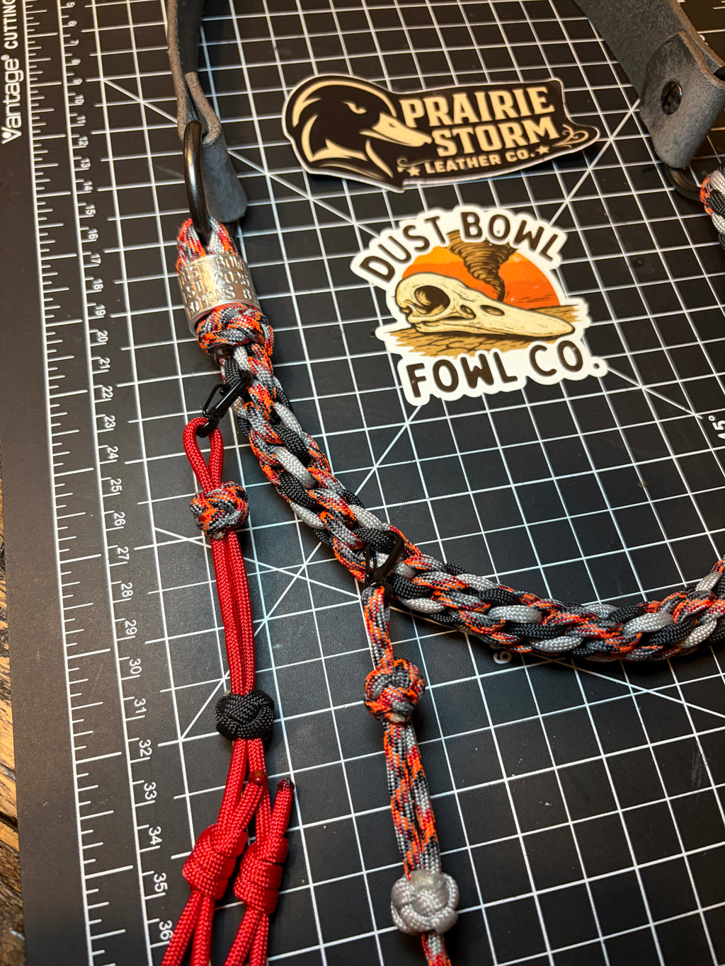 Leather x Half Round Lanyard - Redline