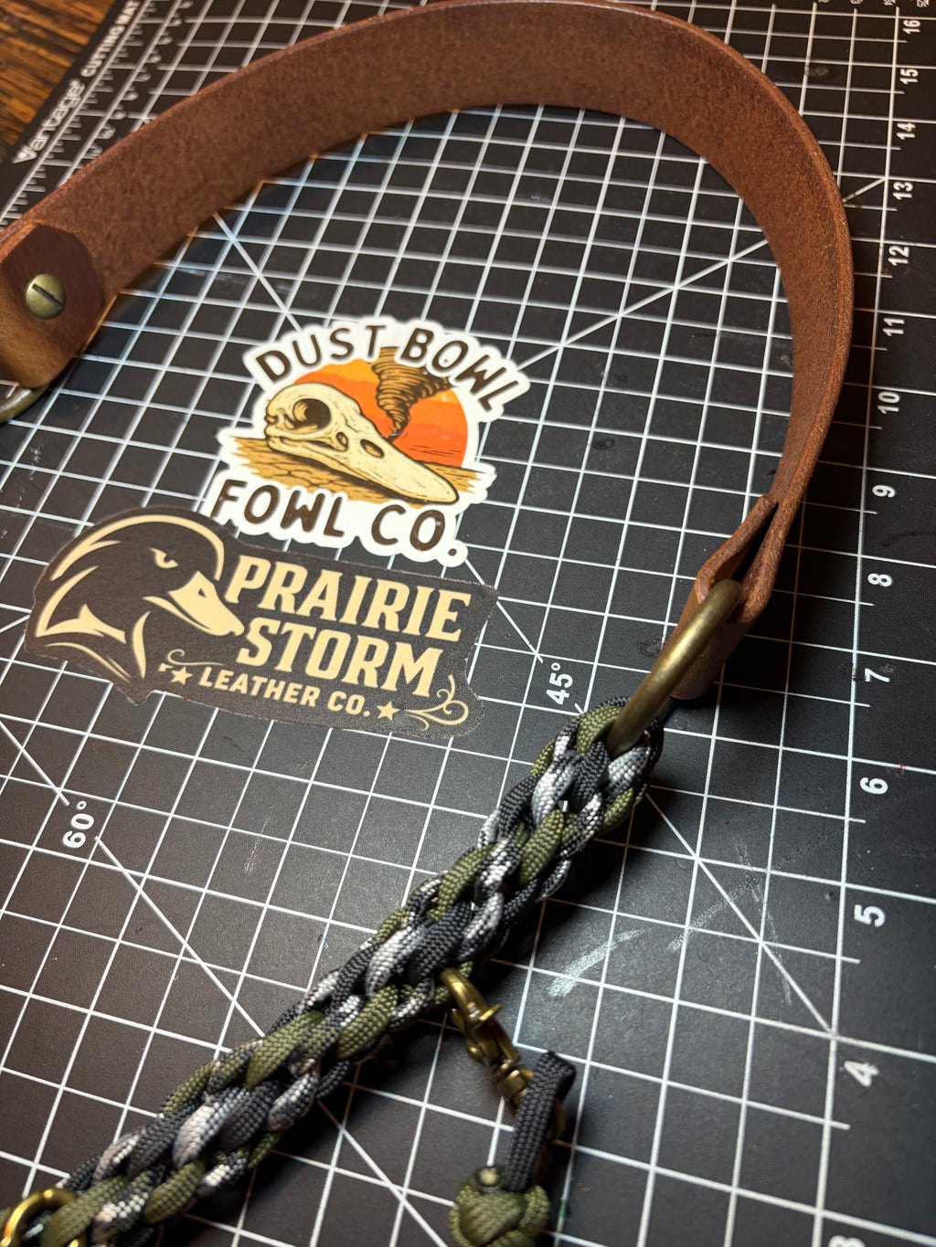 Leather x Half Round Lanyard - OD green x Black
