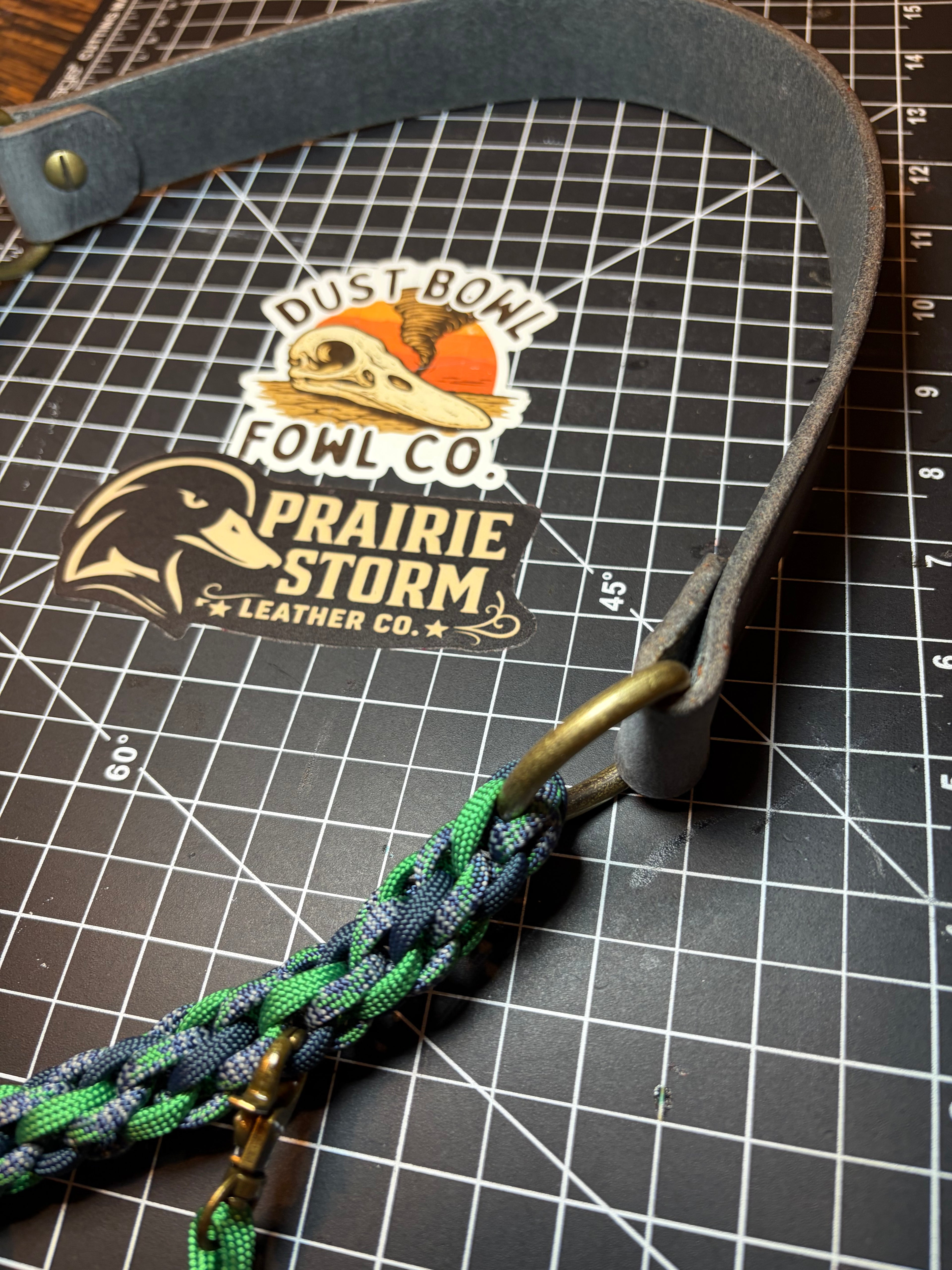 Leather x Half Round Lanyard - Green x Blue