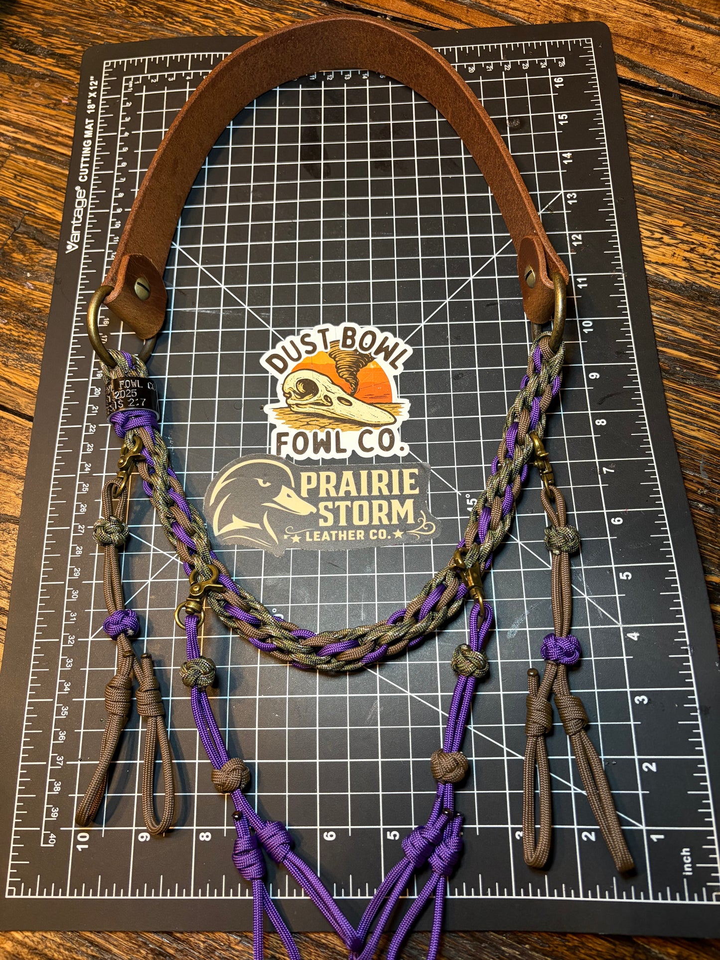 Leather x Half Round Lanyard - Brown x Purple