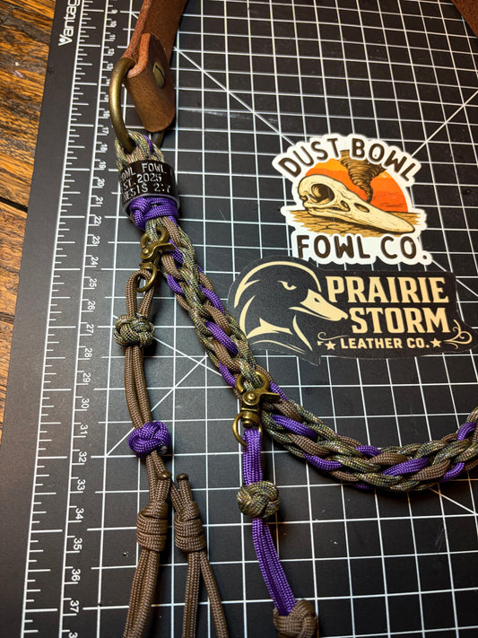 Leather x Half Round Lanyard - Brown x Purple