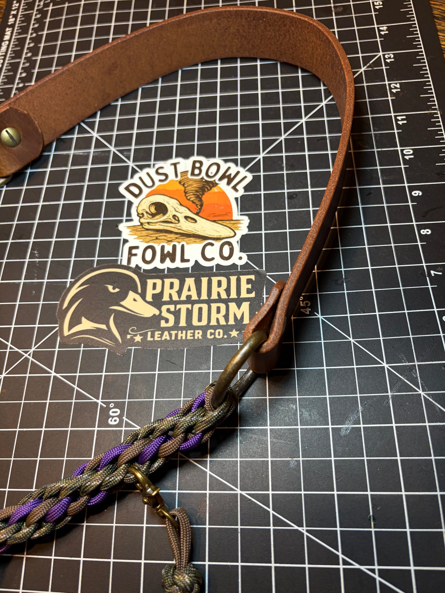 Leather x Half Round Lanyard - Brown x Purple