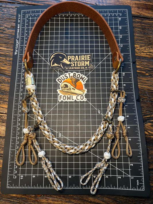 Leather x Half Round Lanyard - Platinum