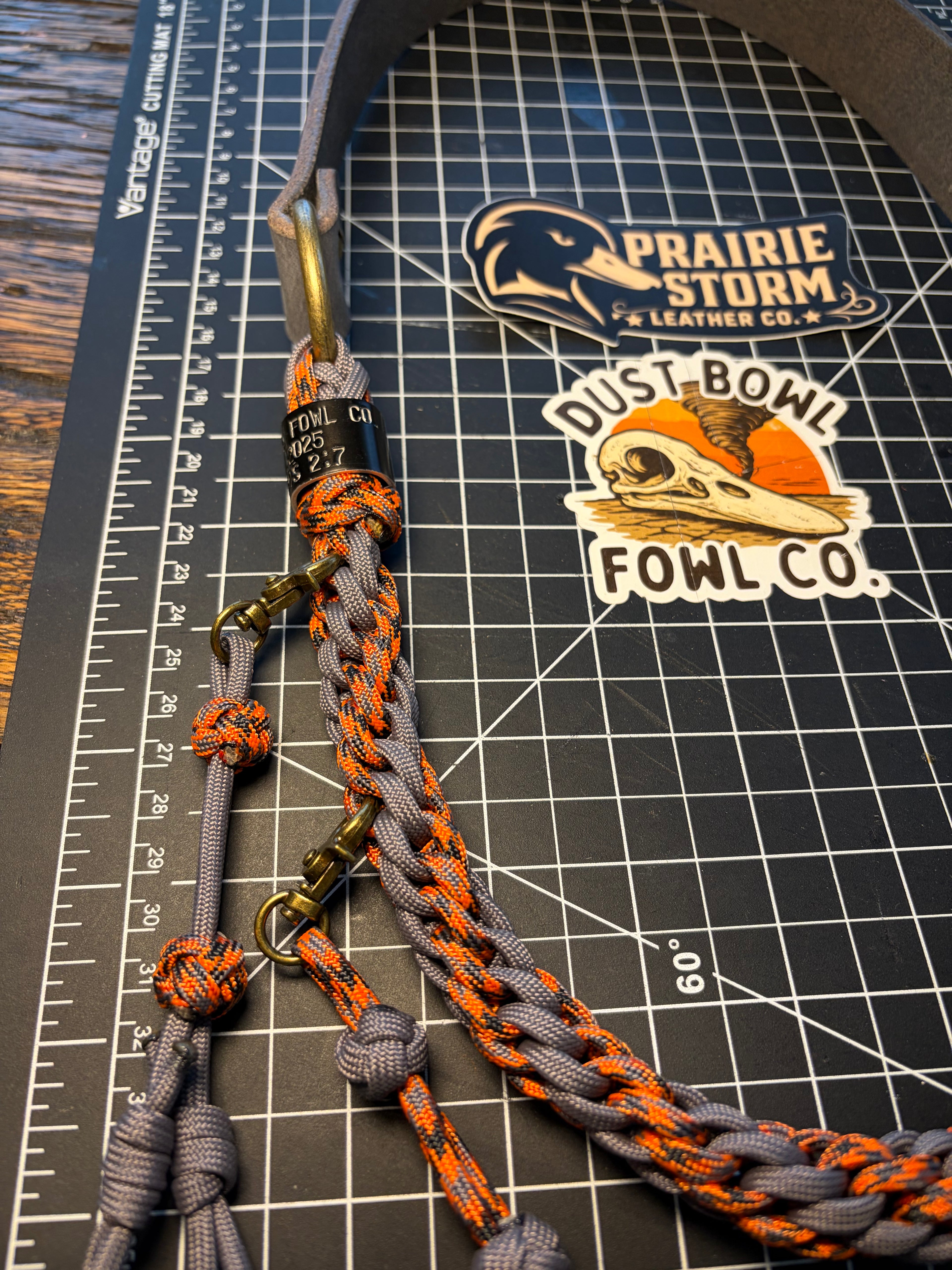 Leather x Half Round Lanyard - Orange x Gray