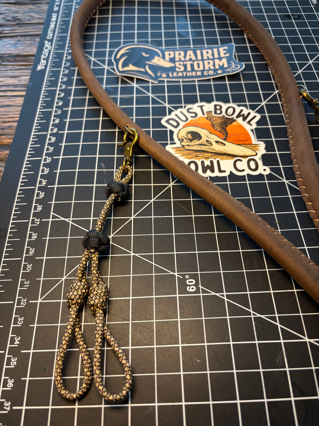 Leather x paracord hybrid lanyard -  Black Diamonds