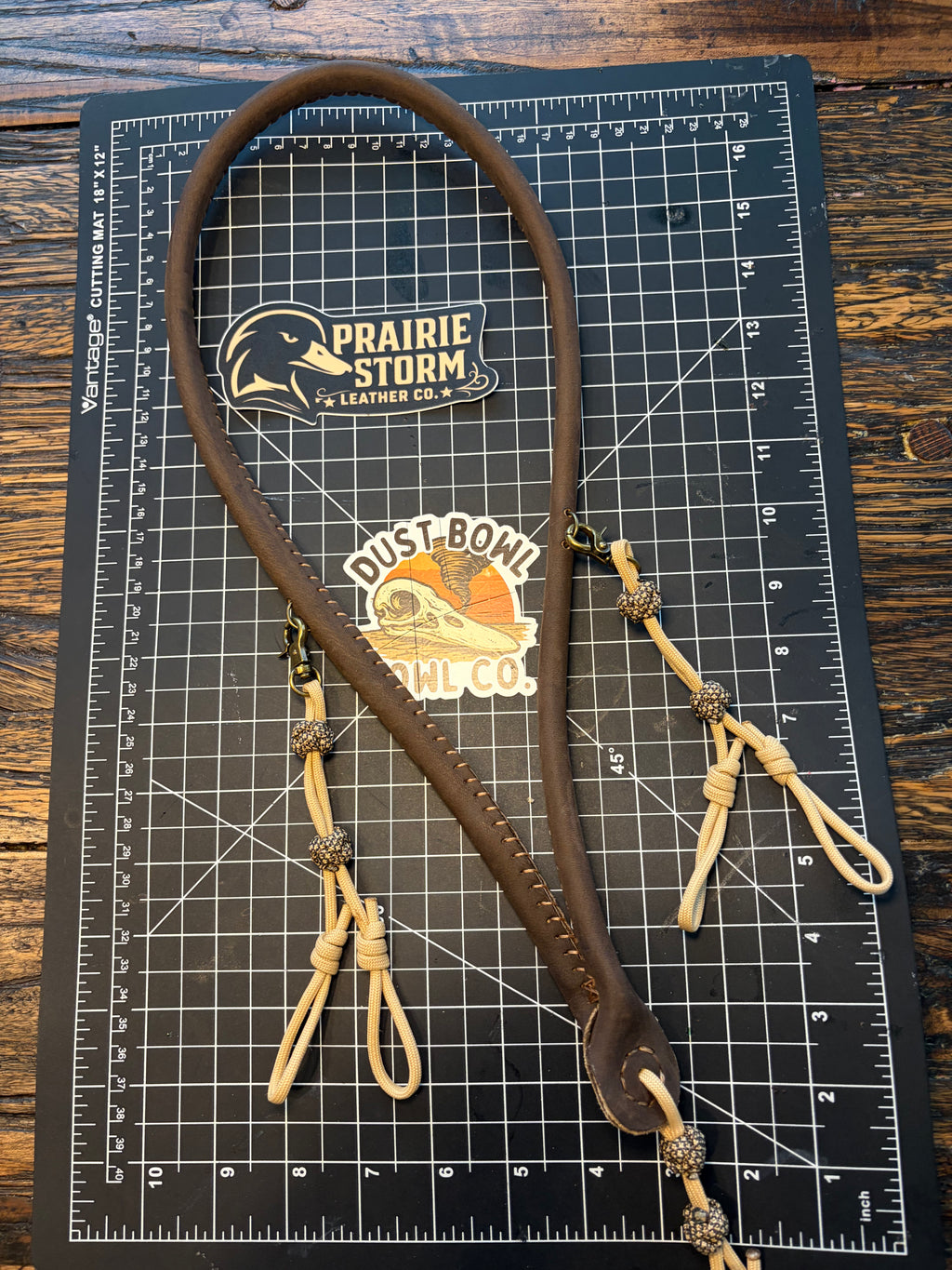 Leather x paracord hybrid lanyard -  Tan Diamonds