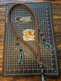 Leather x paracord hybrid lanyard - Blue Western
