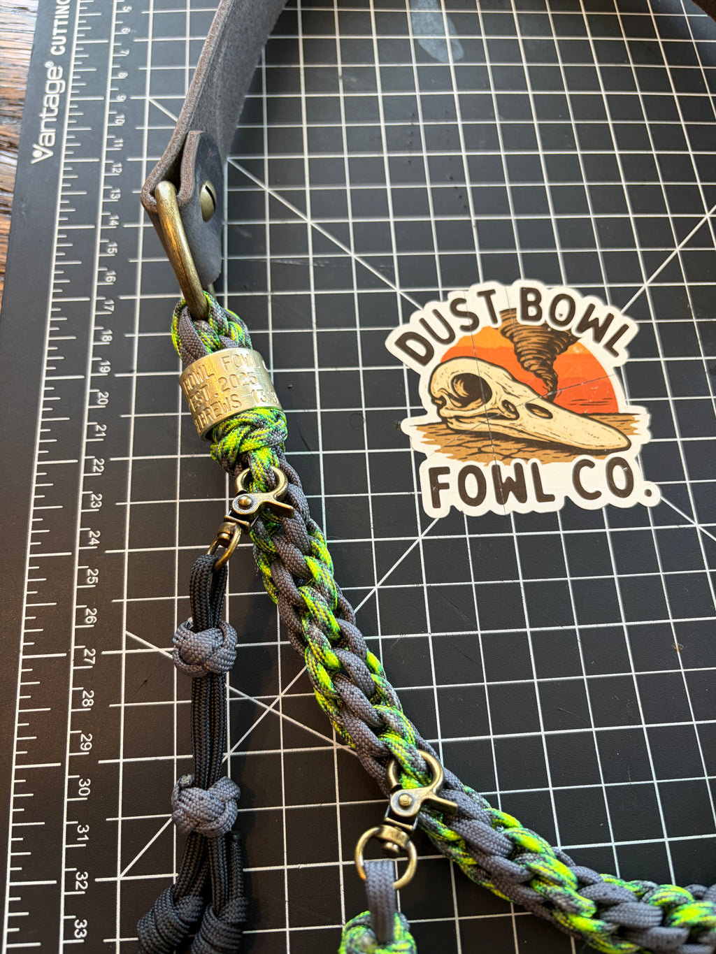 Leather x Half Round Lanyard -  Grey Neon