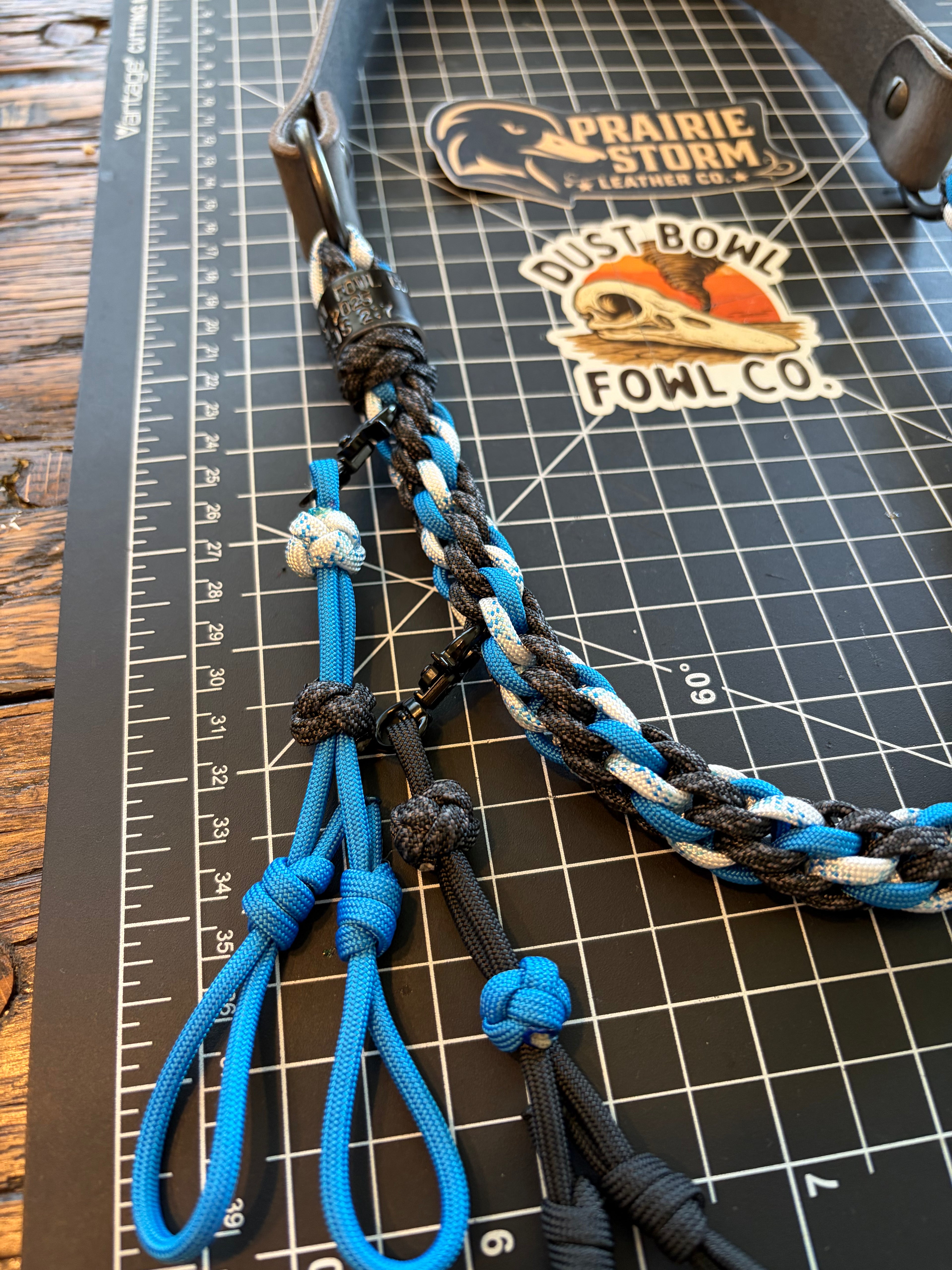 Leather x Half Round Lanyard -  Electric Blue
