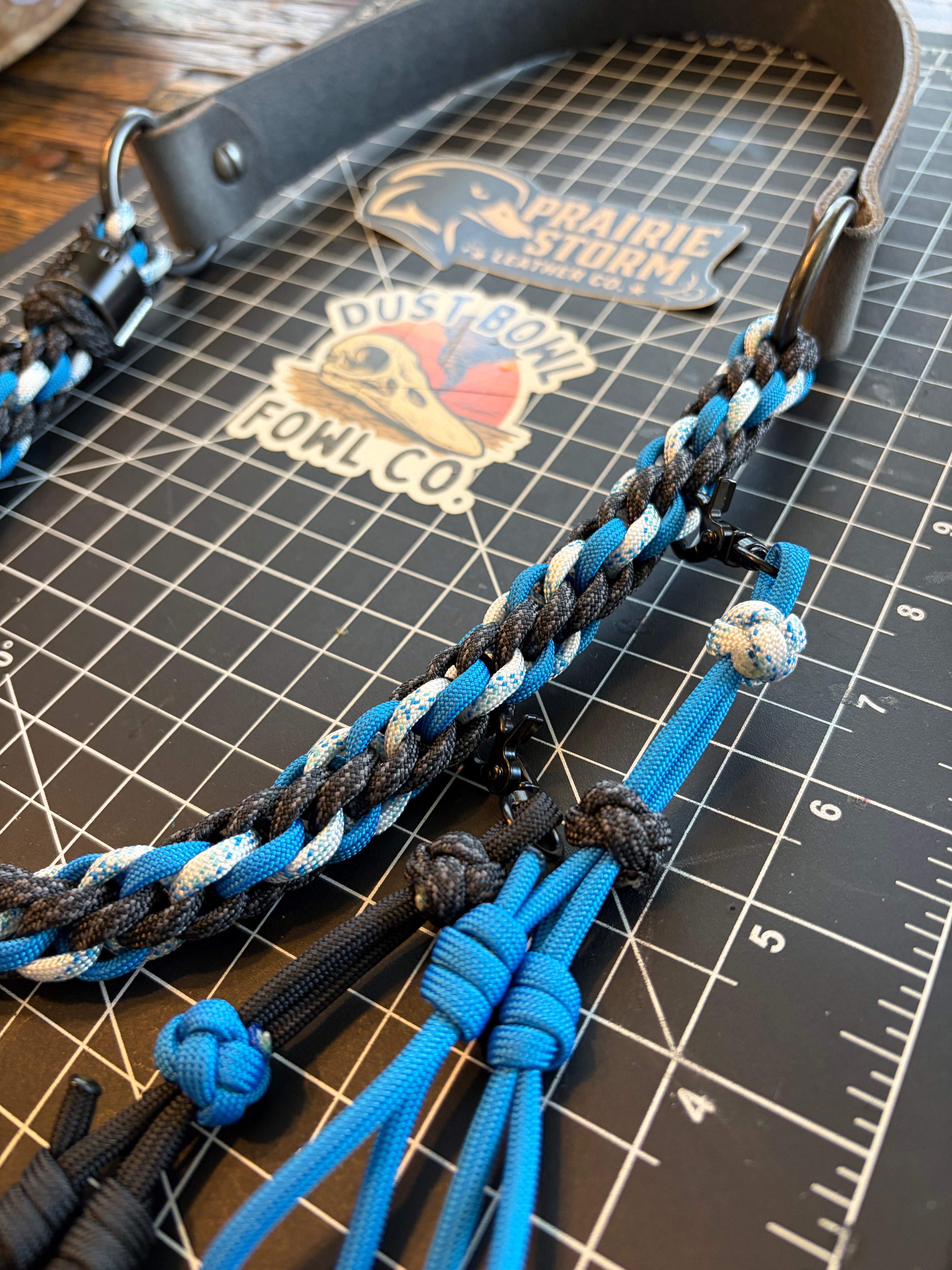 Leather x Half Round Lanyard -  Electric Blue