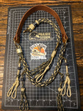 Leather x paracord hybrid lanyard & tote combo - Green x Gold