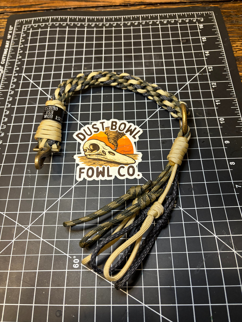 Leather x paracord hybrid lanyard & tote combo - Green x Gold