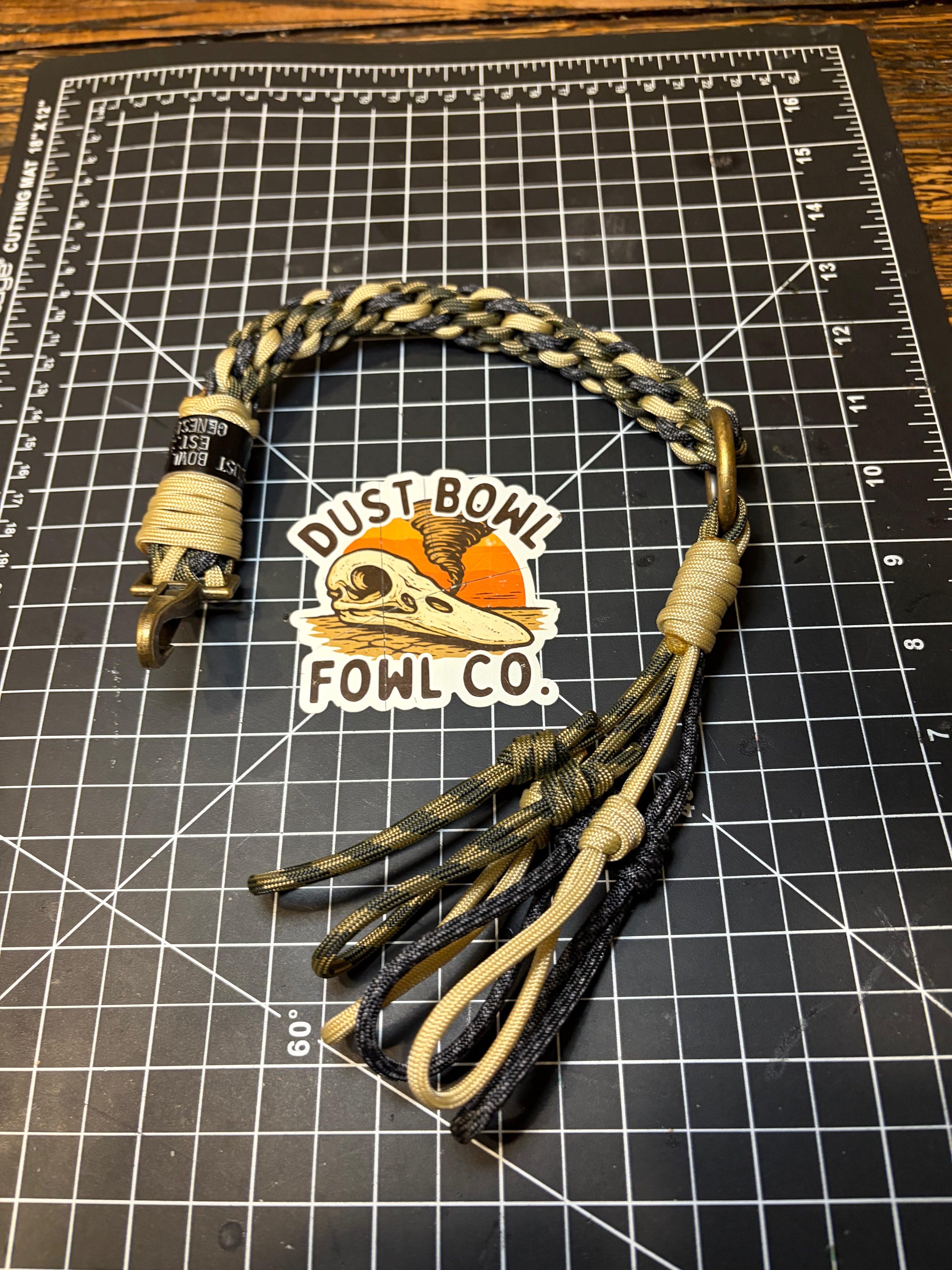 Leather x paracord hybrid lanyard & tote combo - Green x Gold