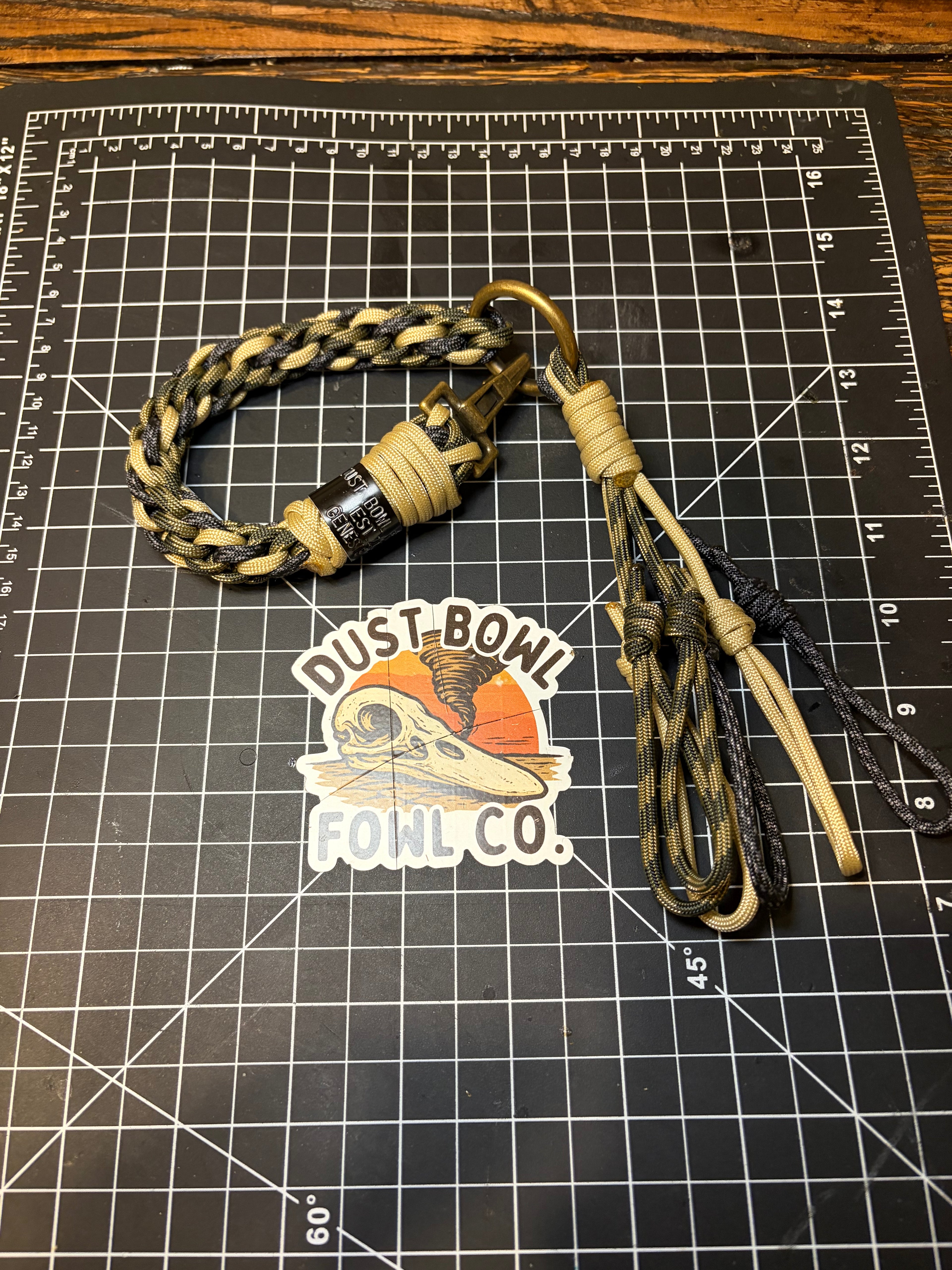 Leather x paracord hybrid lanyard & tote combo - Green x Gold