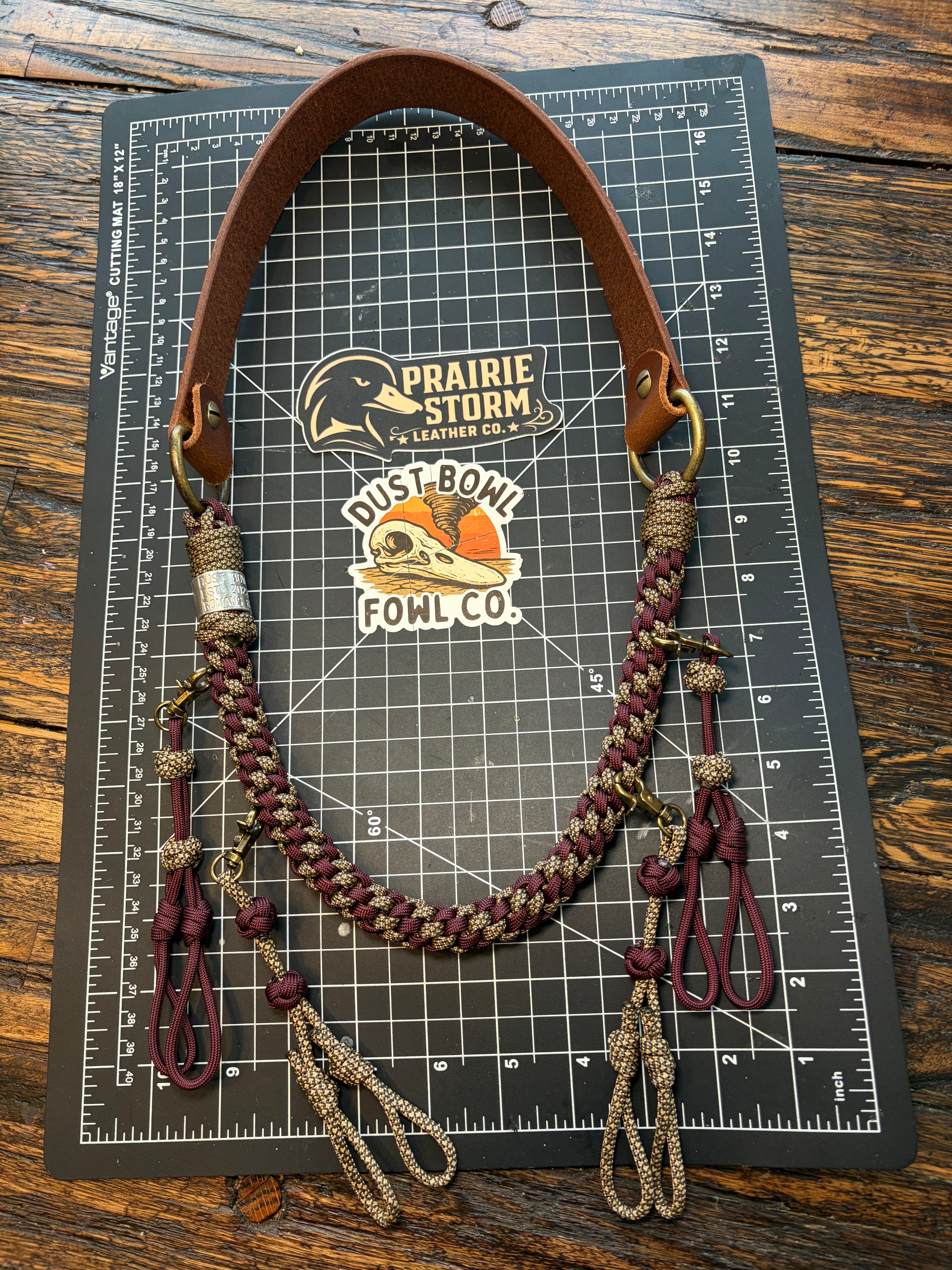 Leather x Half Round Lanyard - Maroon Cheetah