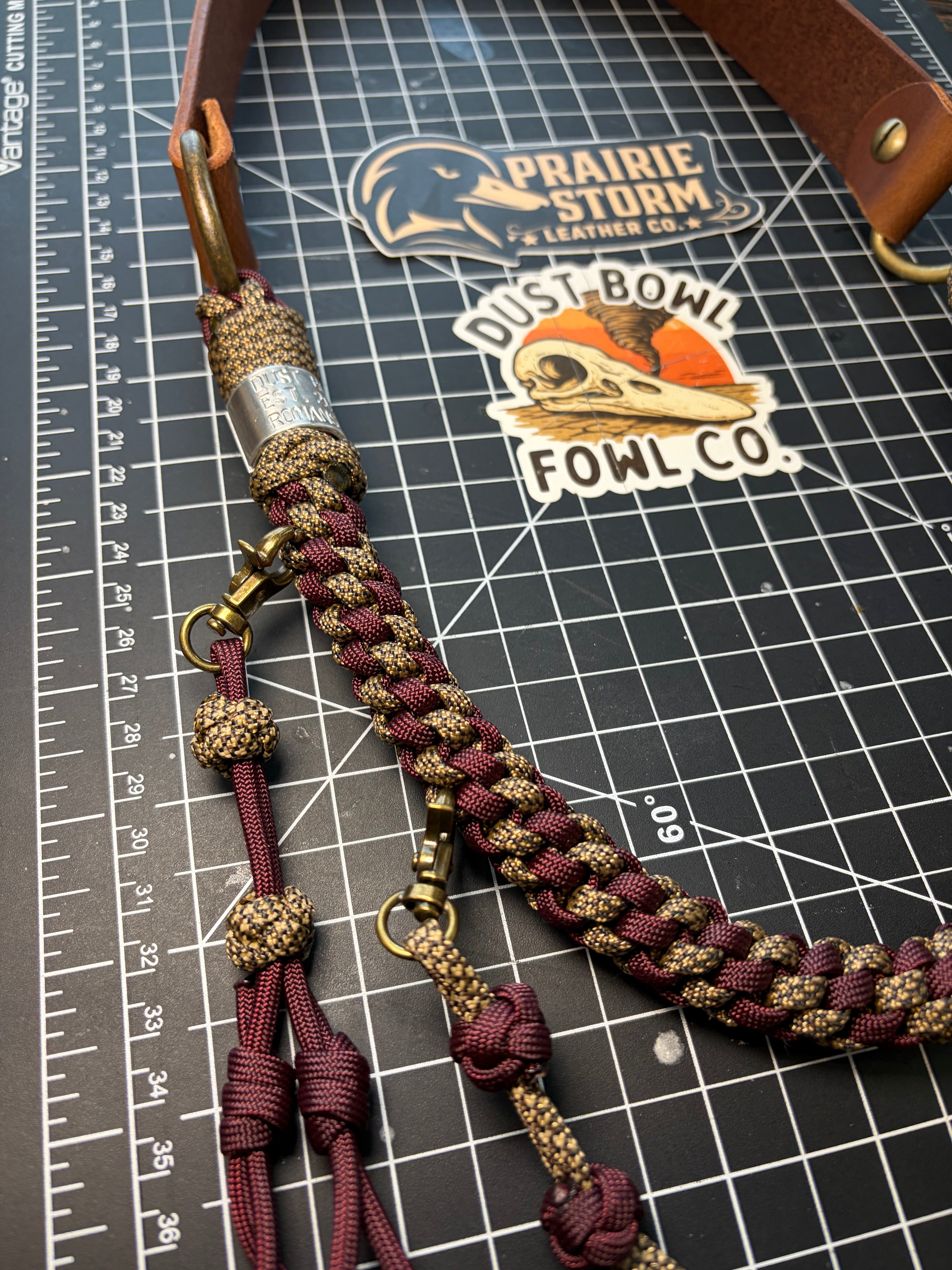 Leather x Half Round Lanyard - Maroon Cheetah