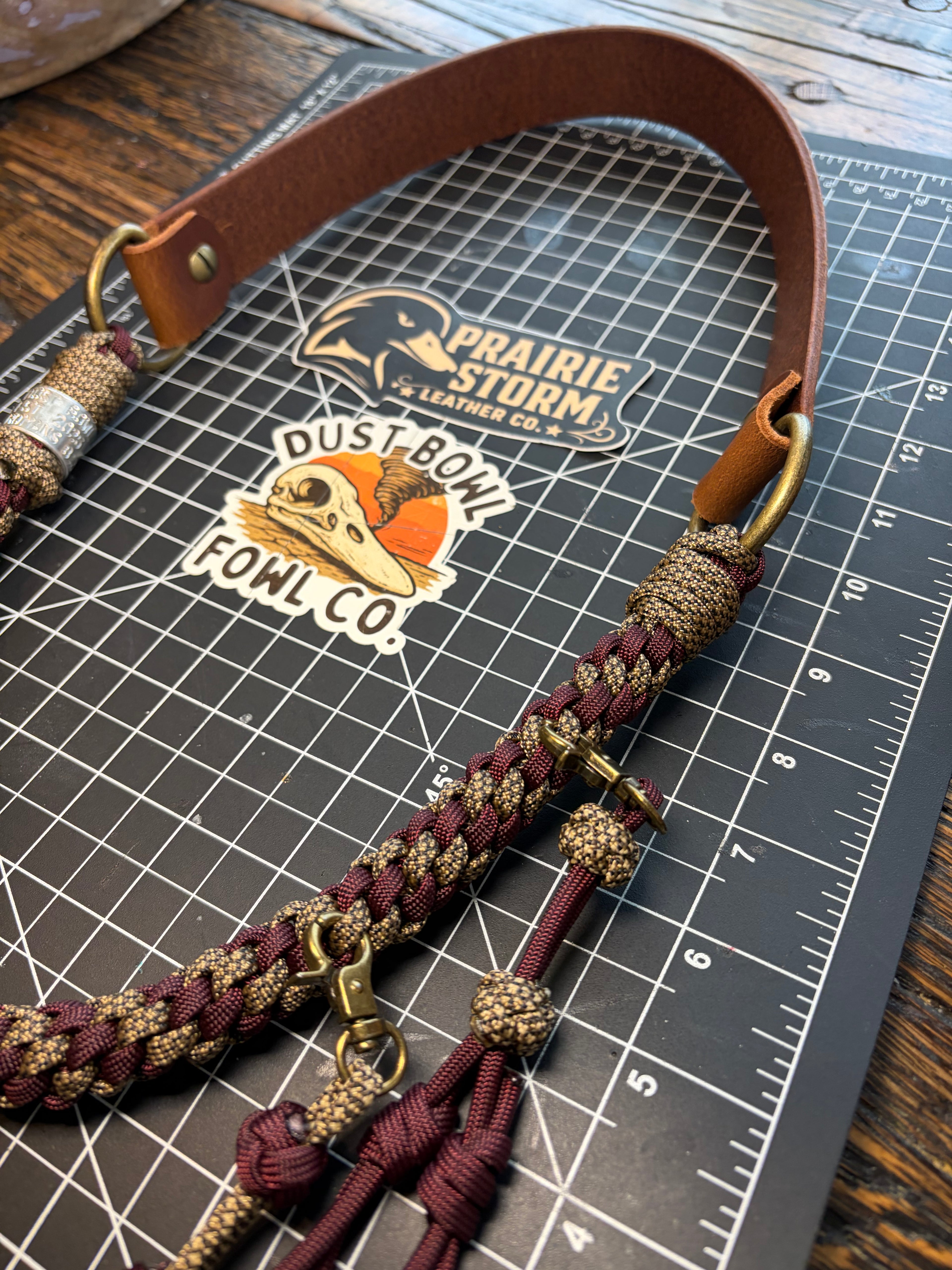 Leather x Half Round Lanyard - Maroon Cheetah